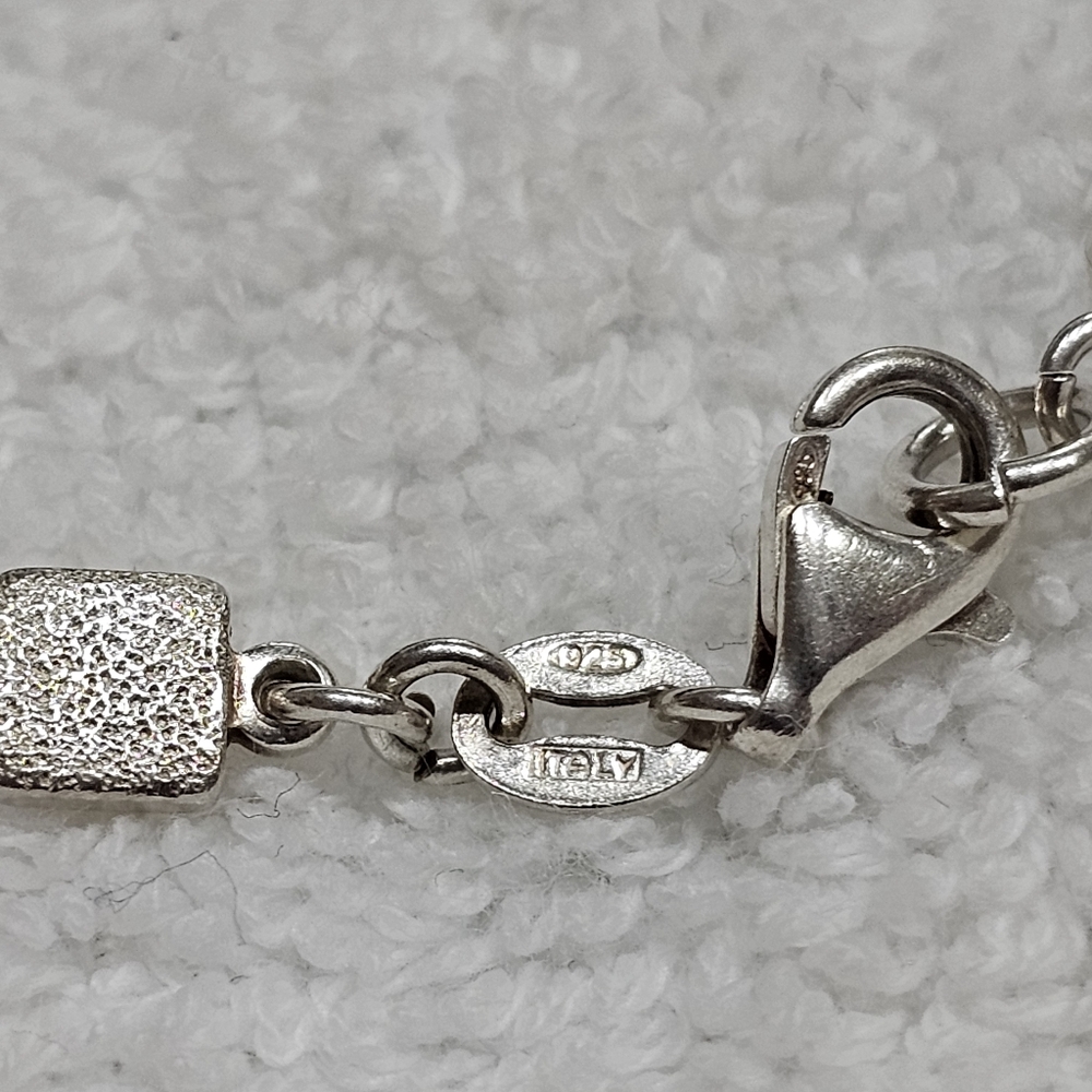 Italy 925 Silver Bead Station Bracelet Vintage - Picture 7 of 11